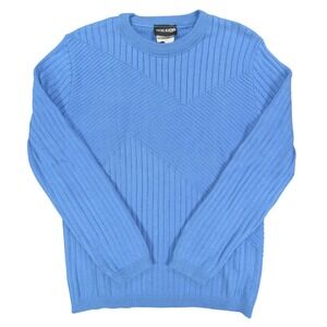 Excelsior Vintage 90s Ribbed Knit Sweater Mens Medium Blue Cotton Excellent